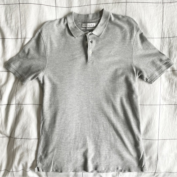 Zara Man Grey Polo Shirt Size M - Picture 2 of 6